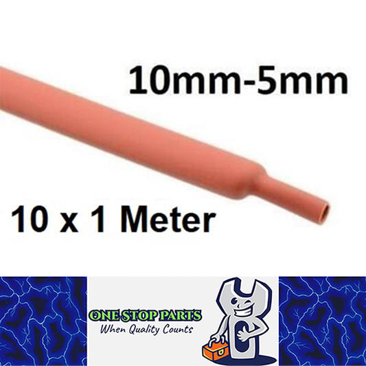 10 X 1 METER LENGTHS RED 10MM HEAT SHRINK 2:1 TO 5MM 10 METERS TOTAL RED