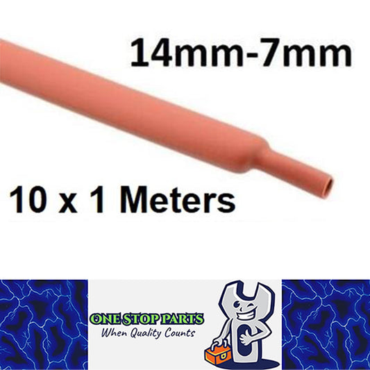 10 X 1 METER LENGTHS RED 14MM HEAT SHRINK 2:1 TO 7MM 10 METERS TOTAL RED