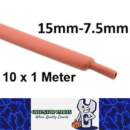 10 X 1 METER LENGTHS RED 15MM HEAT SHRINK 2:1 TO 7.5MM 10 METERS TOTAL RED