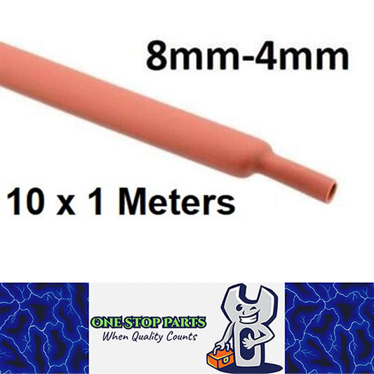 10 X 1 METER LENGTHS 8MM RED HEAT SHRINK TO 4MM 10 METERS TOTAL RED 2:1