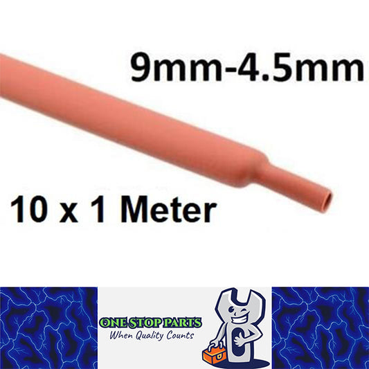 10 X 1 METER LENGTHS RED 9MM HEAT SHRINK 2:1 TO 4.5MM 10 METERS TOTAL RED