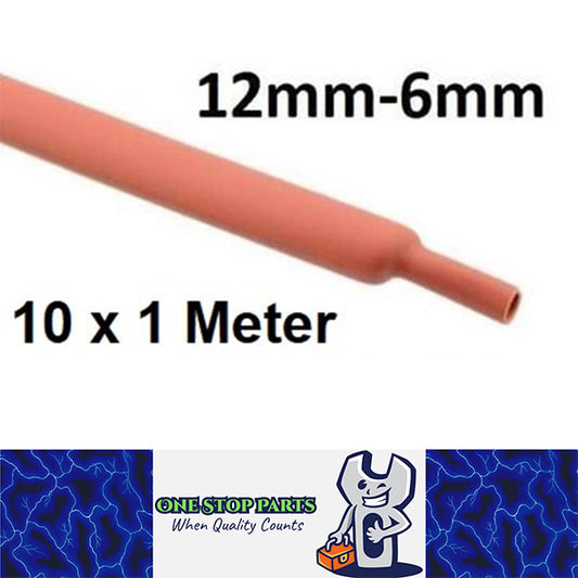 10 X 1 METER LENGTHS RED 12MM HEAT SHRINK 2:1 TO 6MM 10 METERS TOTAL RED