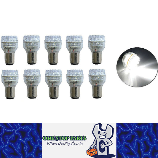 10 x BA15S 12V 24 LED COOL WHITE 192 LUMENS CARAVAN CAR BIKE BOAT LED GLOBES