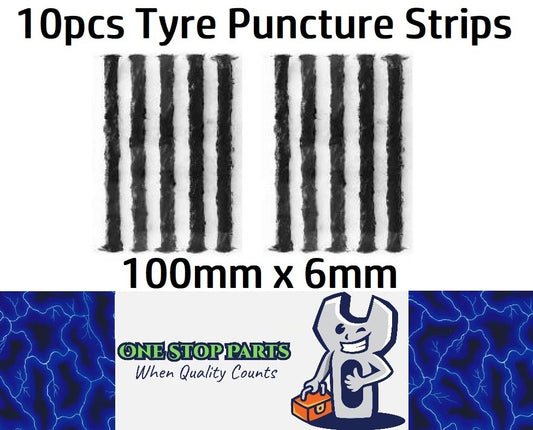 10 x Black 6mm Tyre repair kit strips for plugging tyre puncture hole (10pcs)
