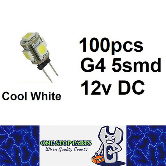 100 x G4 12V 5smd Cool White Boat Camper 5050 RV Jayco Light Bulb Lamp (100pcs)