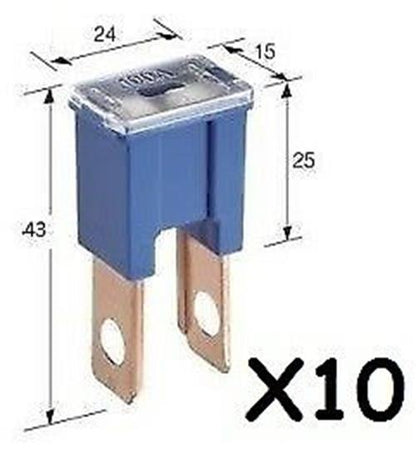 10 x BLUE 100 AMP SLOW BLOW MALE FUSE BLOCK 100AMP FUSE FREE DELIVERY BULK BUY