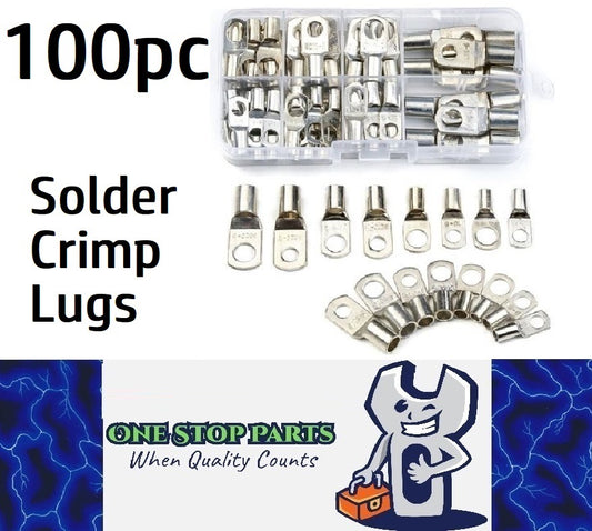 100 x Assorted Solder eye terminals Lugs 6mm 8mm and 10mm eye terminals (100pcs)
