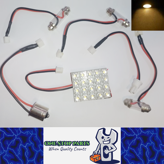 12V 20 LED WARM WHITE LED BOARD ADHESIVE BACK WITH GLOBE ADAPTORS SUIT JAYCO VAN