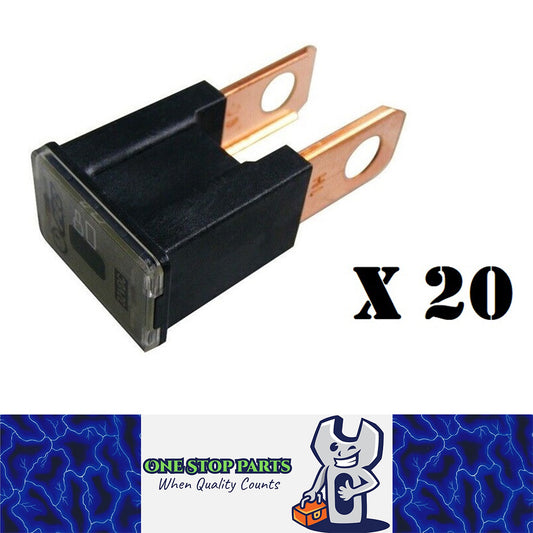 20 x BLACK 80 AMP SLOW BLOW MALE FUSE BLOCK 80AMP FUSE BLACK 20PCS
