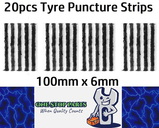 20 x Black 6mm Tyre repair kit strips for plugging tyre puncture hole (20pcs)