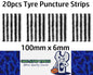 20 x Black 6mm Tyre repair kit strips for plugging tyre puncture hole (20pcs)