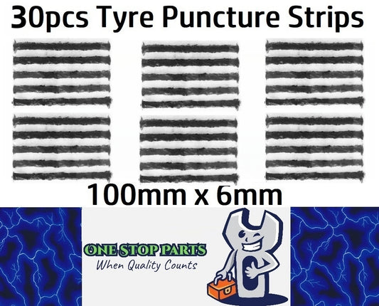 30 x Black 6mm Tyre repair kit strips for plugging tyre puncture hole (30pcs)