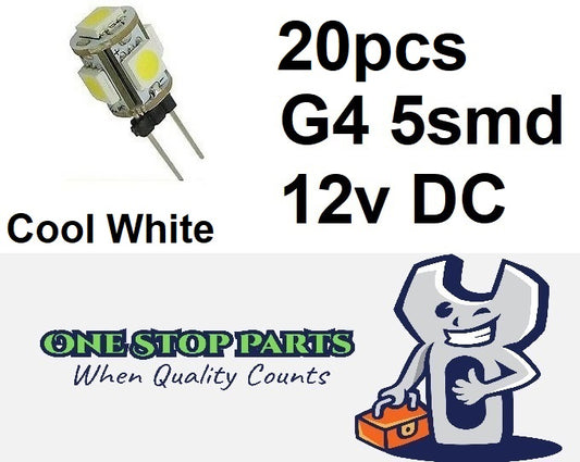 20 x G4 12V 5smd Cool White Boat Camper 5050 RV Jayco Light Bulb Lamp (20pcs)