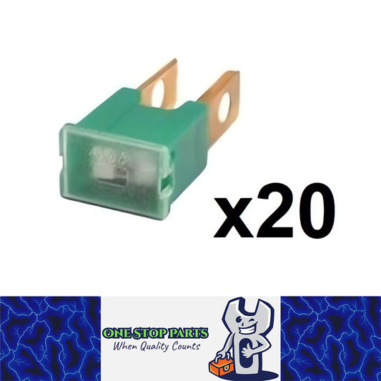20 x GREEN 40 AMP SLOW BLOW MALE FUSE BLOCK 40AMP FUSE STRAIGHT LEG 40AMP