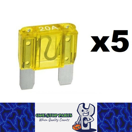 5 x YELLOW 20 AMP MAXI BLADE FUSES 20AMP 5PCS FREE DELIVERY BULK BUY