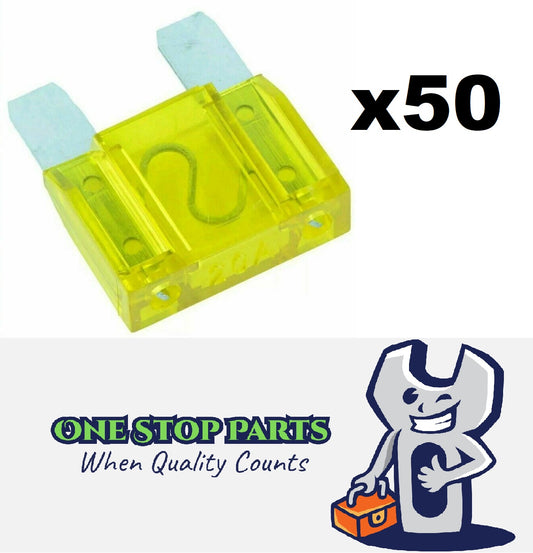 50 x YELLOW 20 AMP STANDARD BLADE FUSES 20AMP 50PCS FREE DELIVERY BULK BUY