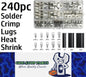 240 Assorted Pack 100 x Solder eye terminal Lugs 6mm 8mm and Heat Shrink (240pc)