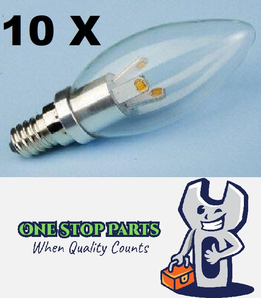 10 x E14 240v Chandelier Candle Led Globe Cool White 6000k Globe 3w = 25w
