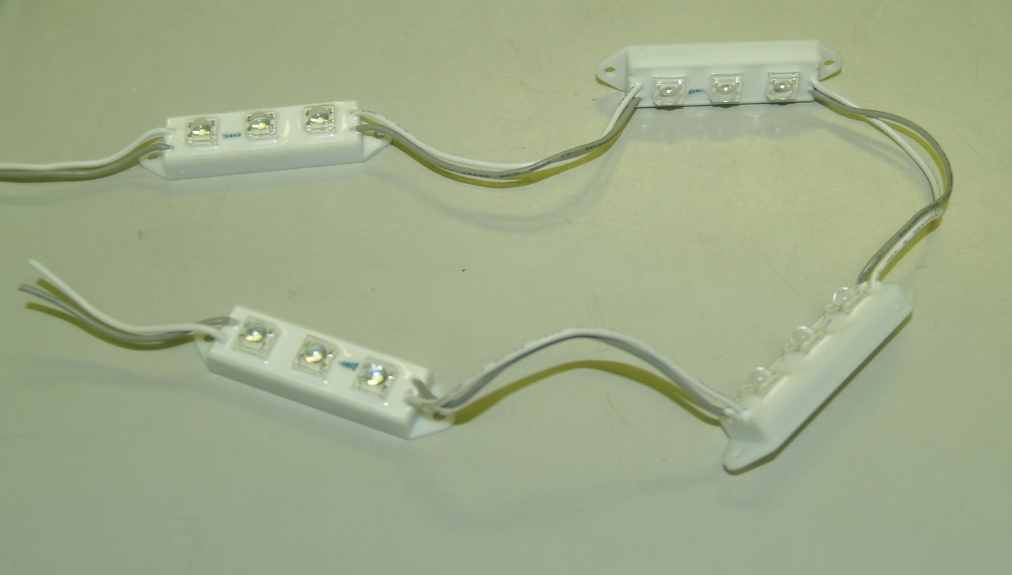 10 x 12v Cool White LED Module blocks with mount tabs, daisey chain of 10pcs