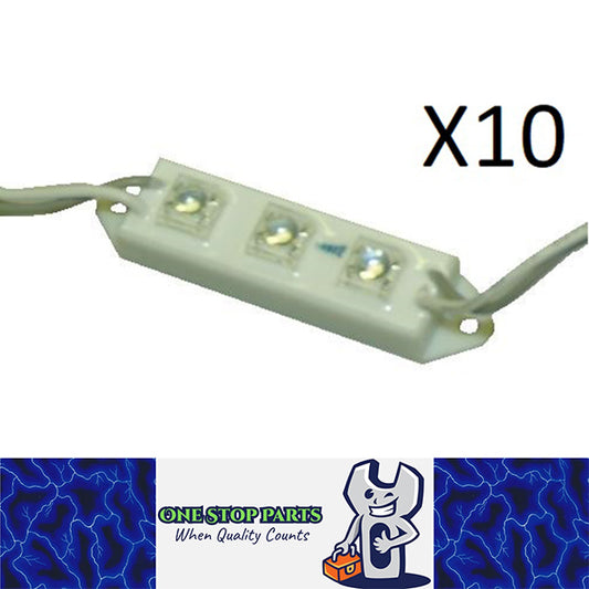 10 x 12v Blue LED Module blocks with mount tabs, daisey chain of 10pcs Blue