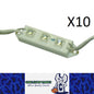 10 x 12v Blue LED Module blocks with mount tabs, daisey chain of 10pcs Blue