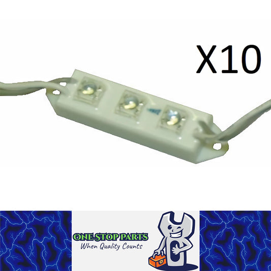 10 x 12v Cool White LED Module blocks with mount tabs, daisey chain of 10pcs