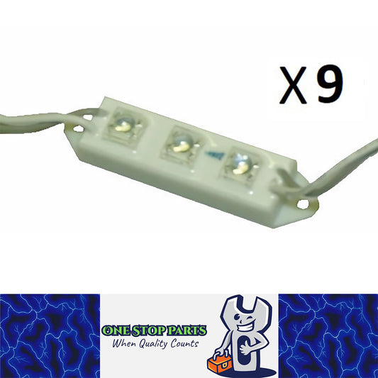 9 x 24v Cool White LED Module blocks with mount tabs, daisey chain of 9pcs