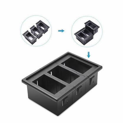 3 ROCKER PUSH SWITCH HOLDER GANG MOUNT FOR IN OR UNDER DASH MOUNTING HOLDS 3
