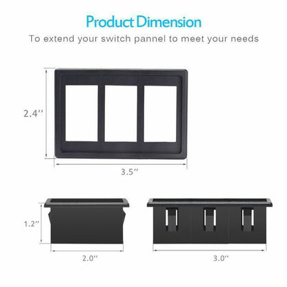 3 ROCKER PUSH SWITCH HOLDER GANG MOUNT FOR IN OR UNDER DASH MOUNTING HOLDS 3