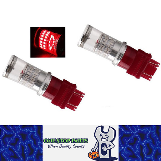 2 x 3157 10-30v RED STOP/TAIL SUPER BRIGHT LED GLOBE 180/800LM RED DUAL 2pcs
