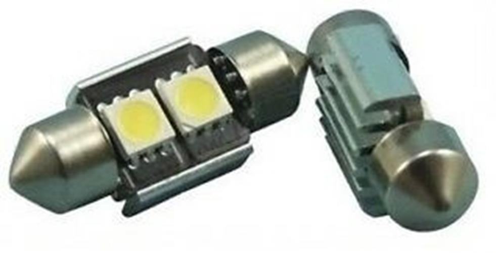 12V 32mm BLUE 2 SMD CANBUS LED FESTOON GLOBE 44LM INTERIOR LED LIGHT GLOBE