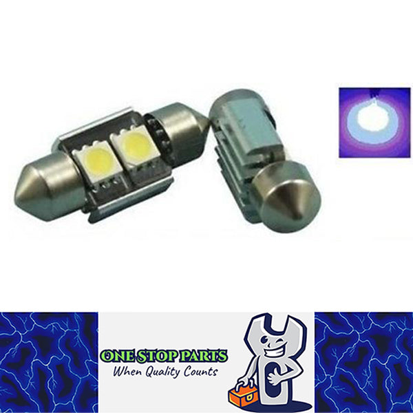12V 32mm BLUE 2 SMD CANBUS LED FESTOON GLOBE 44LM INTERIOR LED LIGHT GLOBE
