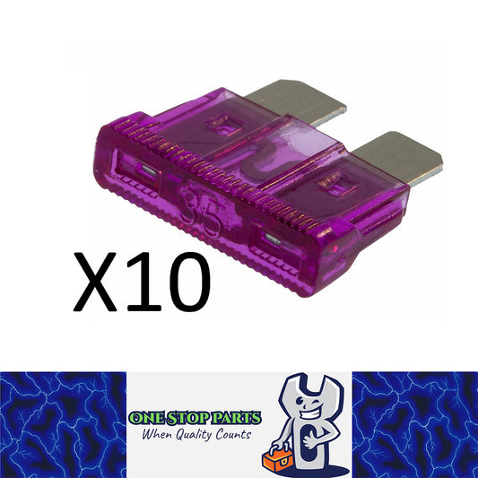 10 x PURPLE 35 AMP STANDARD BLADE FUSES 35AMP FUSES FREE DELIVERY BULK BUY
