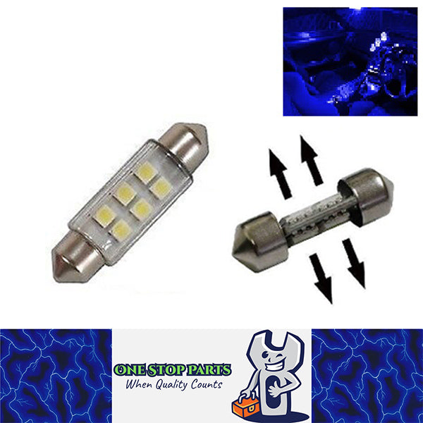 12V BLUE 39mm 12 SMD DOUBLE SIDE FESTOON GLOBE 96 LUMENS 360 DEGREE LIGHT