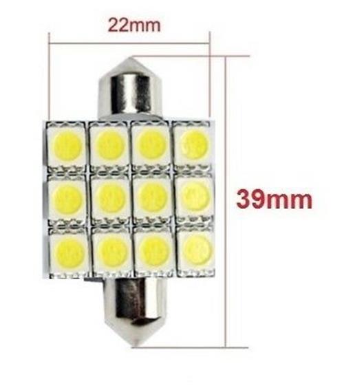 12V WHITE 39mm 12 SMD FESTOON GLOBE 264 LUMENS VERY BRIGHT FESTOON LED