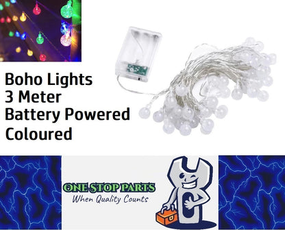 3m Multi Coloured 30 Crystal Ball Garland String Lights Battery operated