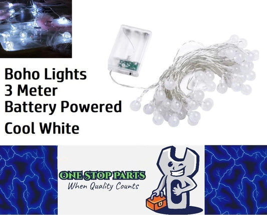 3m Cool White 30 Crystal Ball Garland String Lights AA Battery operated