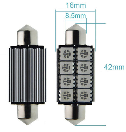 12V 42mm 8 SMD COOL WHITE FESTOON 176 LUMENS VERY BRIGHT WHITE FESTOON LED