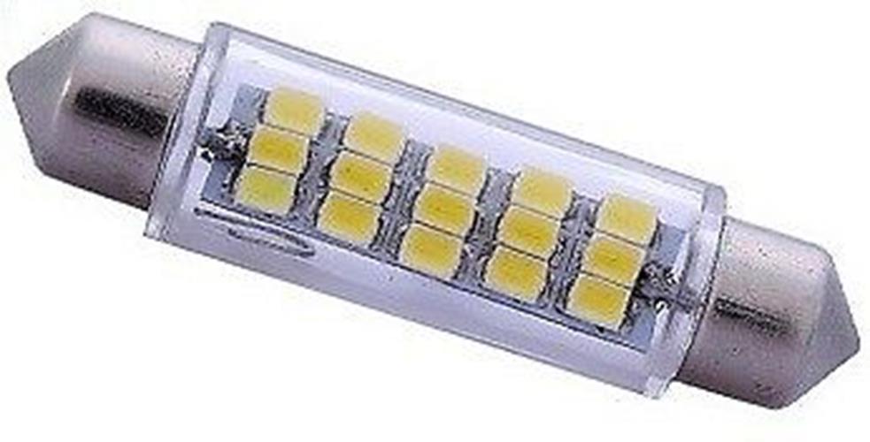 12V WARM WHITE 43mm FESTOON Globe 4300K 43mm 15 SMD GLOBE 90 LUMENS