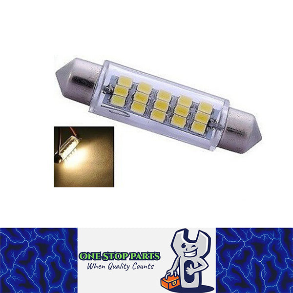 12V WARM WHITE 43mm FESTOON Globe 4300K 43mm 15 SMD GLOBE 90 LUMENS