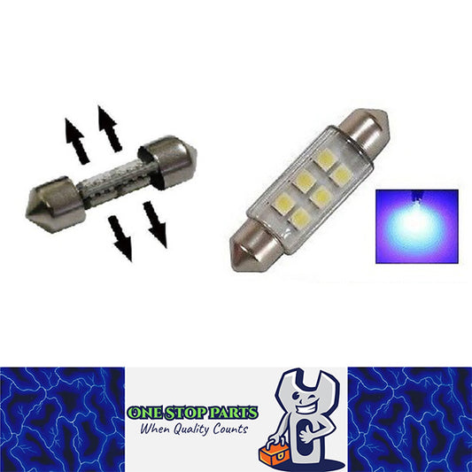 1PC 12V BLUE 43mm 12 SMD DOUBLE SIDE FESTOON GLOBE 96 LUMENS 360 DEGREE LIGHT