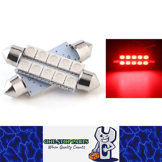 12V RED 44mm 8 SMD LED FESTOON GLOBE 120 LUMENS FOR INTERIOR LIGHT GLOBE