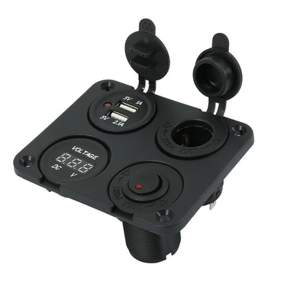 4in1 12V Switch Panel Marine Boat USB Charger Voltmeter Switch and Power Socket
