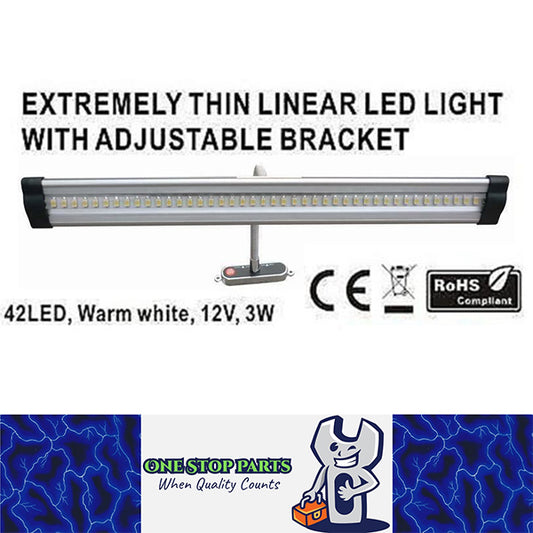 12V WARM WHITE 270LM 300MM MIRROR LIGHT ON 270MM FLEXI ARM WITH SWITCH ON BASE