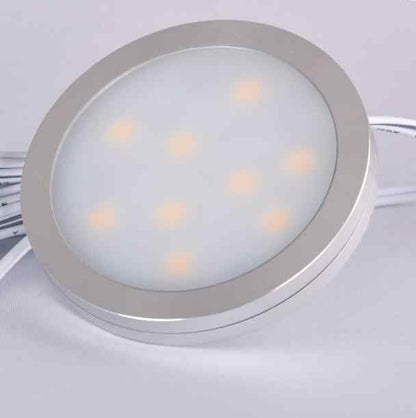 2 x 12V 60MM ROUND PUCK LIGHT THIN SURFACE MOUNT WARM WHITE (NO SWITCH STYLE)