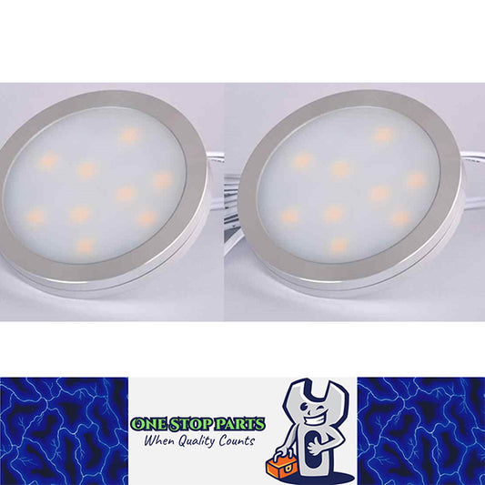 2 x 12V 60MM ROUND PUCK LIGHT THIN SURFACE MOUNT WARM WHITE (NO SWITCH STYLE)