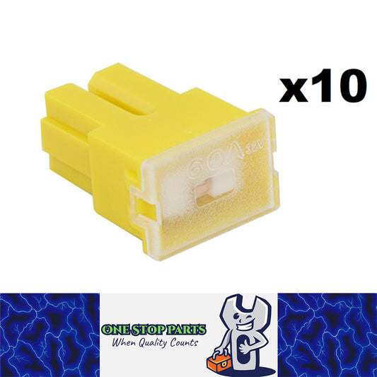 10 x YELLOW 60 AMP SLOW BLOW FEMALE PAL FUSE BLOCK 60AMP FUSE FREE DELIVERY