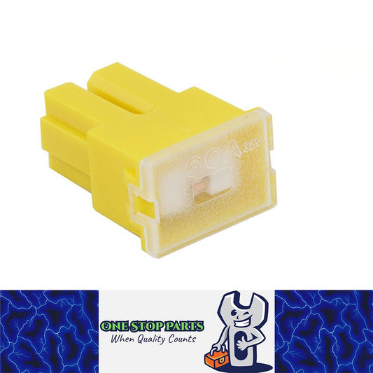 1 x 60Amp Yellow Medium Female Slow Blow Fuse Block 15mmx22mmx32mm High 60A Fuse