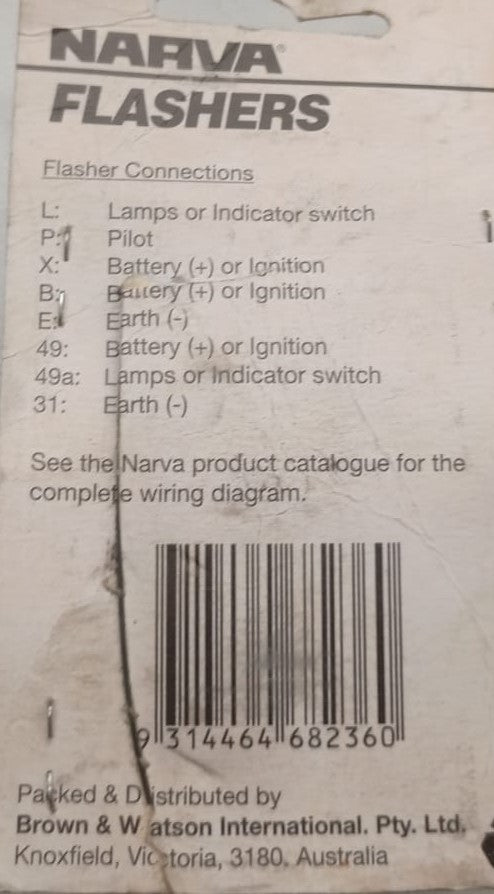 Narva 12 Volt 3 Pin Electronic Flasher Suit for indicator and hazard 68236BL