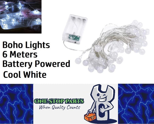 6m Cool White 40 Crystal Ball Garland String Lights AA Battery operated